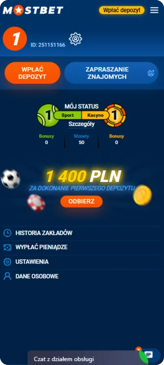 Mostbet APK download Profil