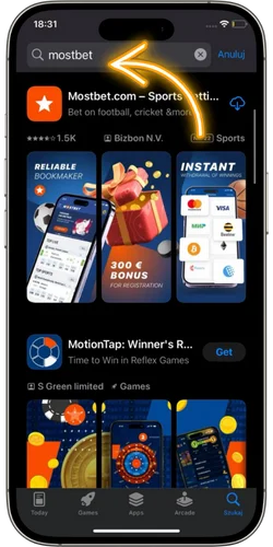 Znajdź aplikację Mostbet